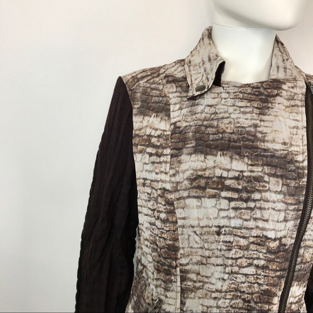 Alberto Makali Moto Biker Brown Brick Zip Jacket - Picture 7 of 11